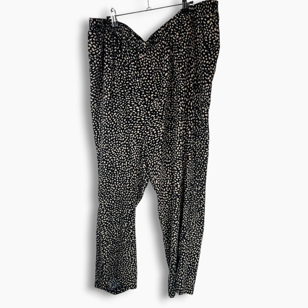 Catherines Plus Size 3X 26/28W Black Tan Pebble Animal Print Elastic Waist Pants